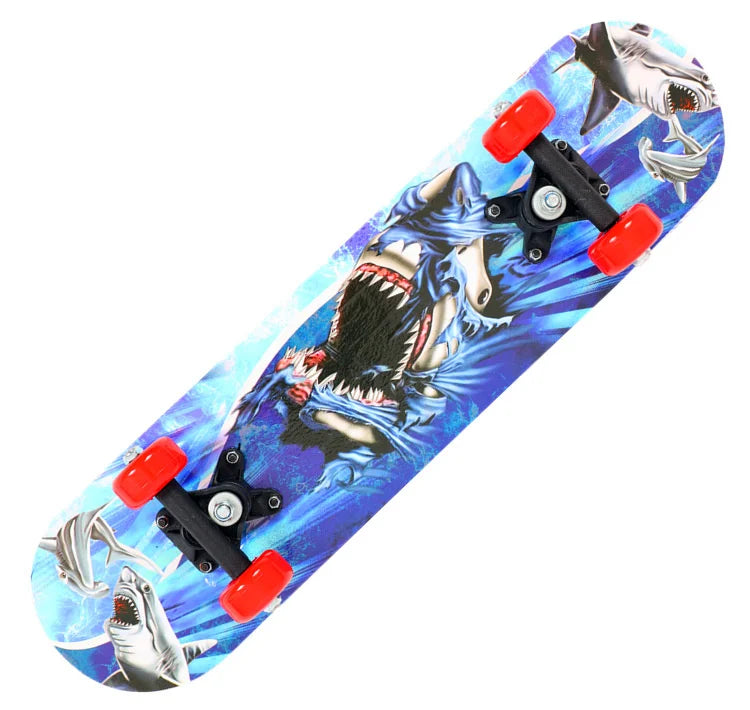 60cm Kids' Beginner Skateboard – Double Rocker Maple Deck with Cartoon Design for Outdoor Fun