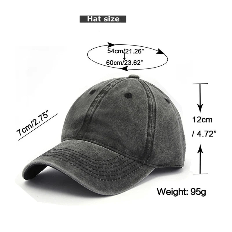 Baseball Snapback Cap – Pure Color Cowboy Hat, Water-Washed Hip Hop Fitted Cap for Men & Women, Spring & Autumn