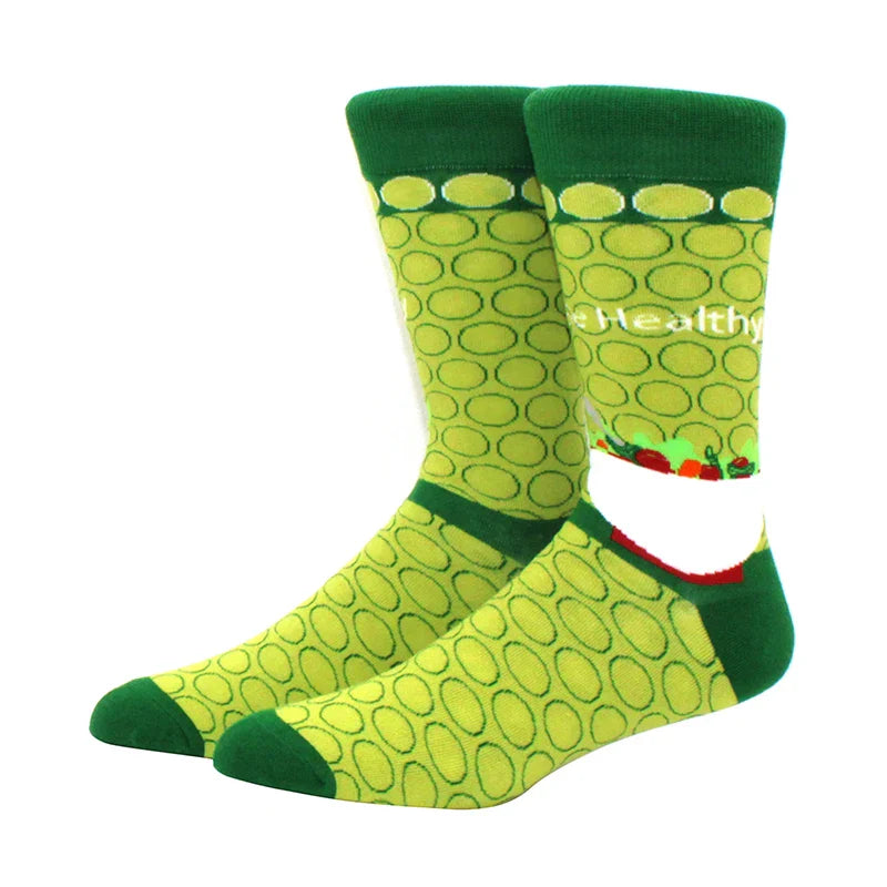 Funny Cartoon Fashion Cotton Socks – Hip Hop Skateboard Style Socks for Men & Women, Beer, Pizza, Astronaut & Pineapple Print Casual Wear Socks