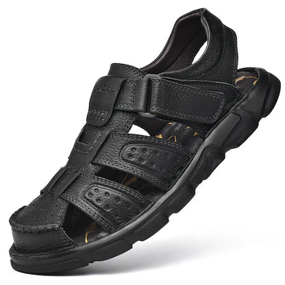 Men's Genuine Leather Casual Sandals - Breathable Summer Outdoor Walking Shoes