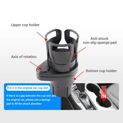 SEAMETAL 2-in-1 Car Cup Holder Expander : 360 Degree Adjustable Base Drink Holder - Anti-Shake Stable Auto Bottle Organizer