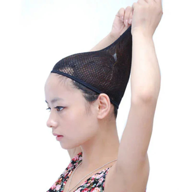 Black Snood Nylon Hairnet Cap – Stretch Mesh Wig Liner for Women, Elastic Material for Wig Making Accessories