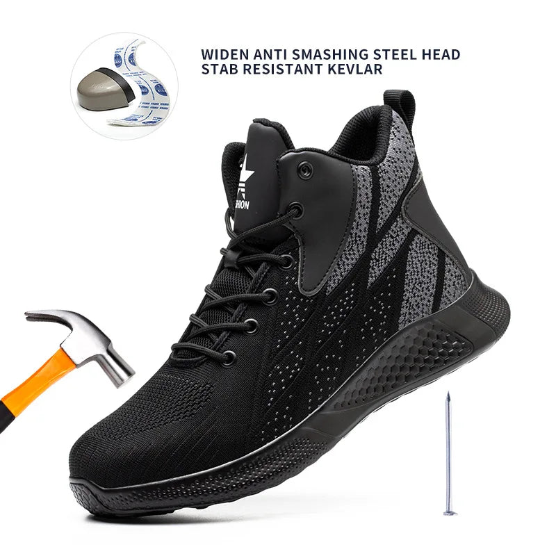 Steel Toe Work Boots – Lightweight Indestructible Safety Shoes for Men & Women, Anti-Puncture Work Sneakers