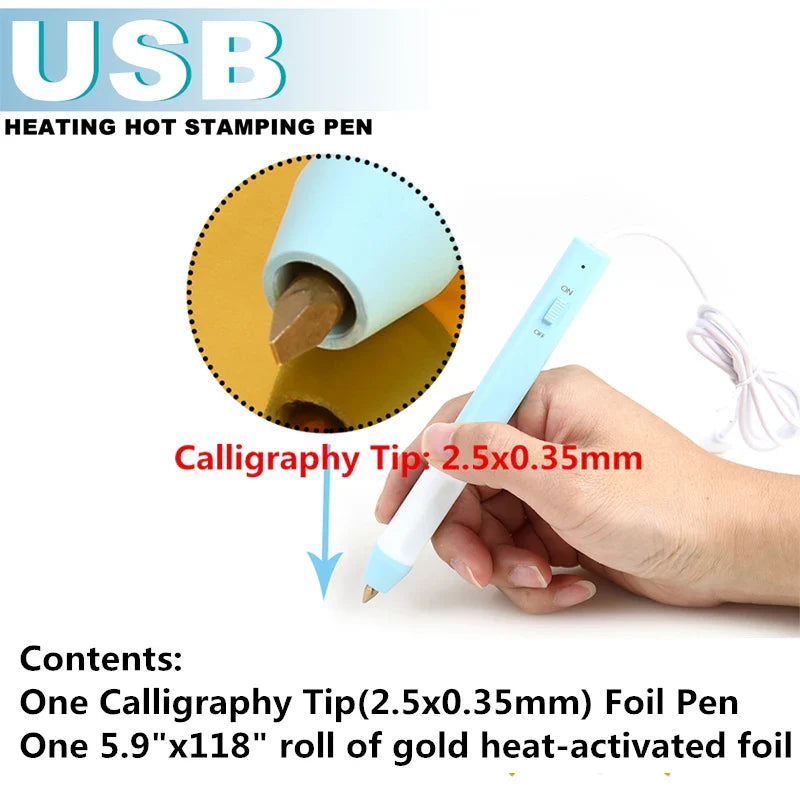 All-in-One USB Heat Foil Pen Kit – Calligraphy & DIY Lettering with 3 Nibs for Custom Foiling