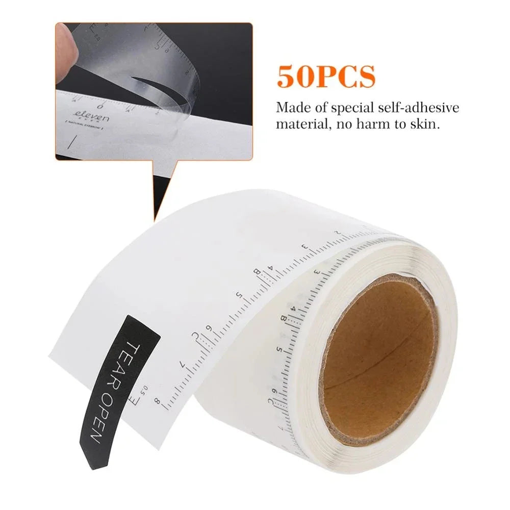 50pcs Disposable Microblading Ruler Guide Stickers – Permanent Eyebrow Makeup Tool