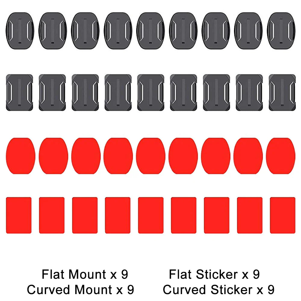 Flat & Curved Adhesive Mount Set for GoPro Hero 11/10/9/8 – Xiaomi Yi 4K, SJCAM Action Camera Mounting Stickers Accessories