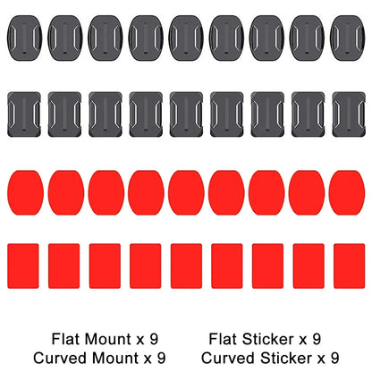 Flat & Curved Adhesive Mount Set for GoPro Hero 11/10/9/8 – Xiaomi Yi 4K, SJCAM Action Camera Mounting Stickers Accessories