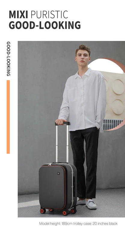 Mixi Aluminum Frame Carry-On Suitcase — Patent Design Rolling Luggage for Cabin, 18/20/24 Inch M9260