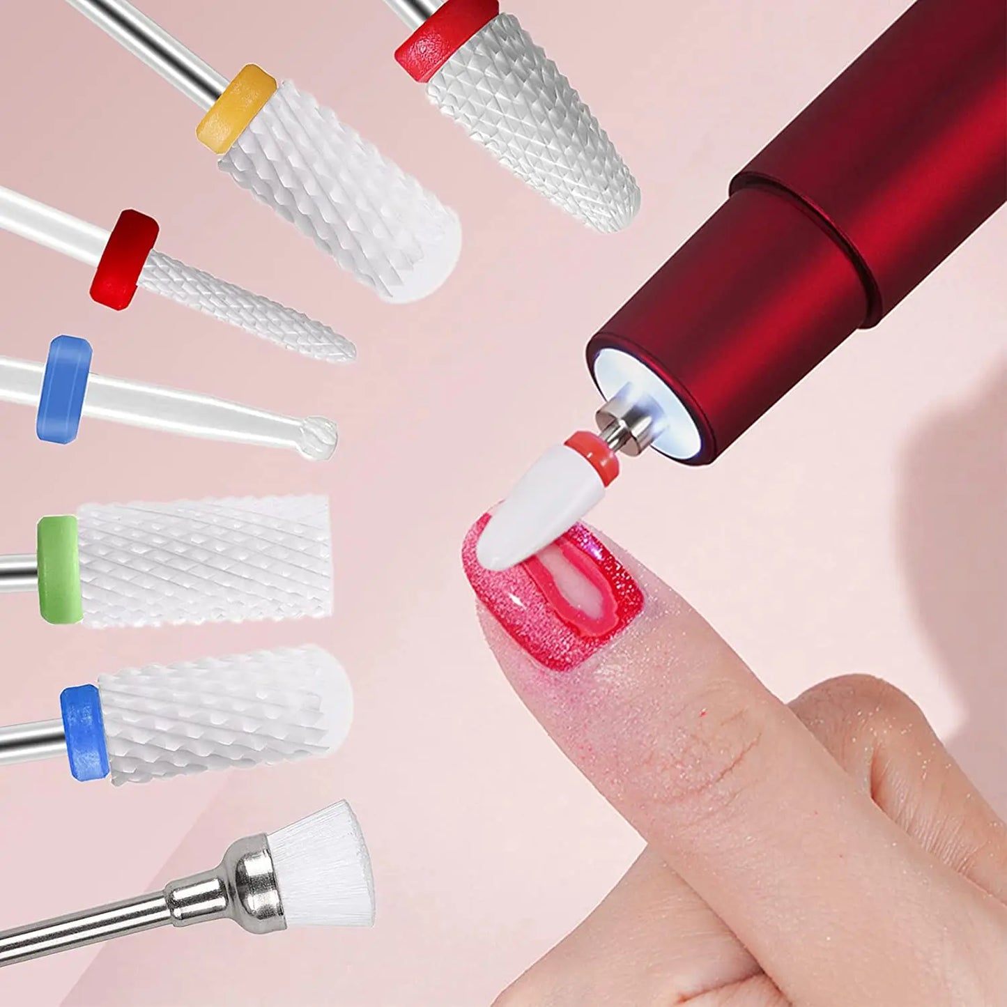 7Pcs Ceramic Milling Cutters Set - Nail Drill Bits for Manicure, Gel Varnish Removal & Nail Care Accessories