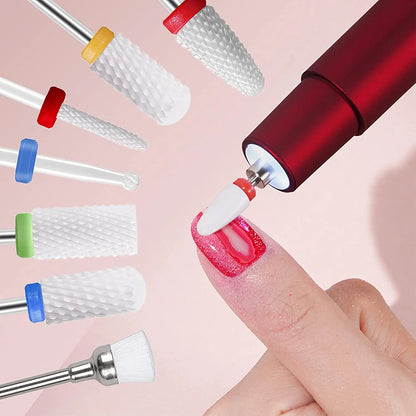 7Pcs Ceramic Milling Cutters Set - Nail Drill Bits for Manicure, Gel Varnish Removal & Nail Care Accessories