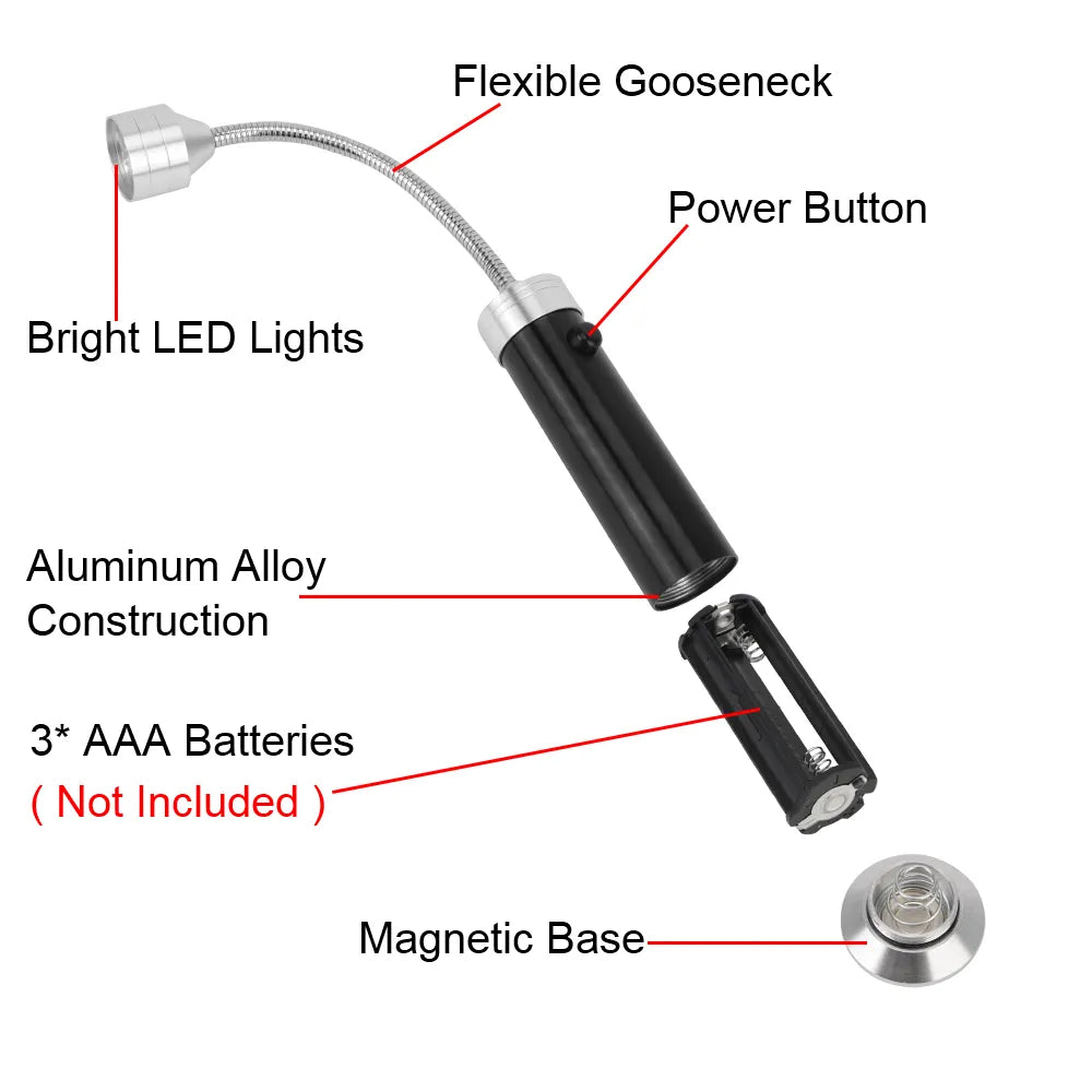 360° Adjustable Soft Tube BBQ Grill Light with 9 LED Flashlight - Outdoor Super-Bright Lamp with Magnetic Base, 1pc