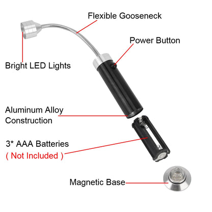 360° Adjustable Soft Tube BBQ Grill Light with 9 LED Flashlight - Outdoor Super-Bright Lamp with Magnetic Base, 1pc