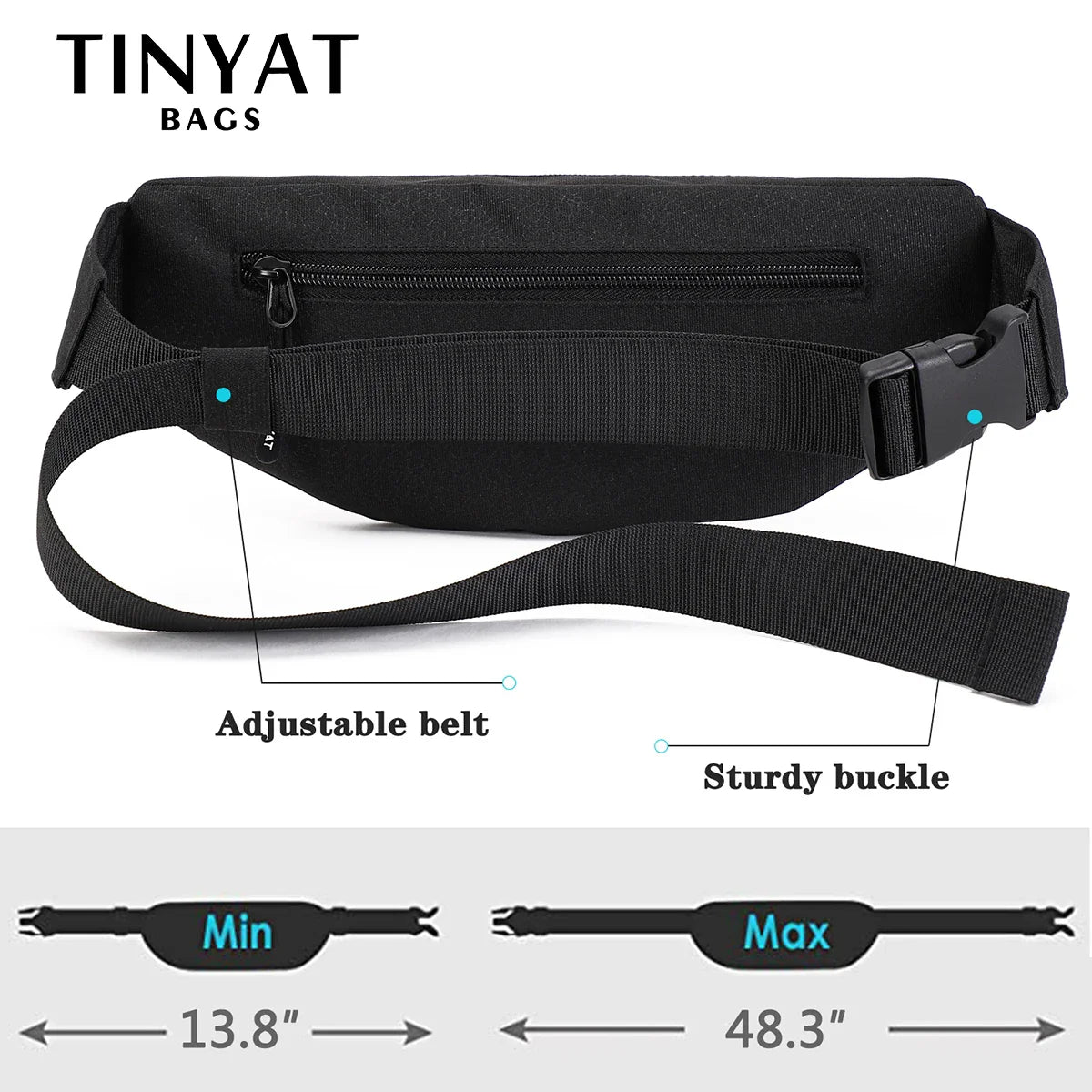 TINYAT Men Waist Bag: Casual Large Phone Belt Pouch - Canvas Travel Phone Bag for Women, Fanny Pack with 4 Pockets
