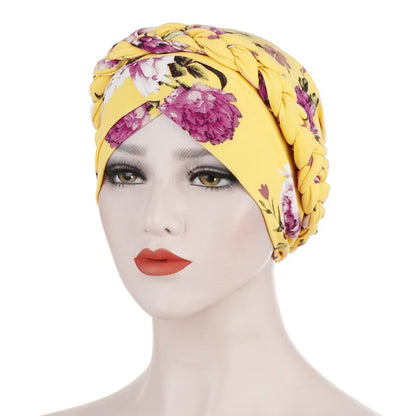 Women’s Cotton Head Scarf – Solid Turban Bonnet Hijab Cap with White Pearl Inner, Muslim Arab Wrap