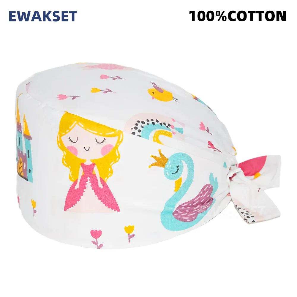Unisex Soft Scrub Cap – Cartoon Print Surgical Hat for Men and Women, Operating Room Nursing Accessories