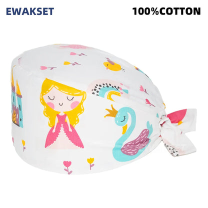 Unisex Soft Scrub Cap – Cartoon Print Surgical Hat for Men and Women, Operating Room Nursing Accessories
