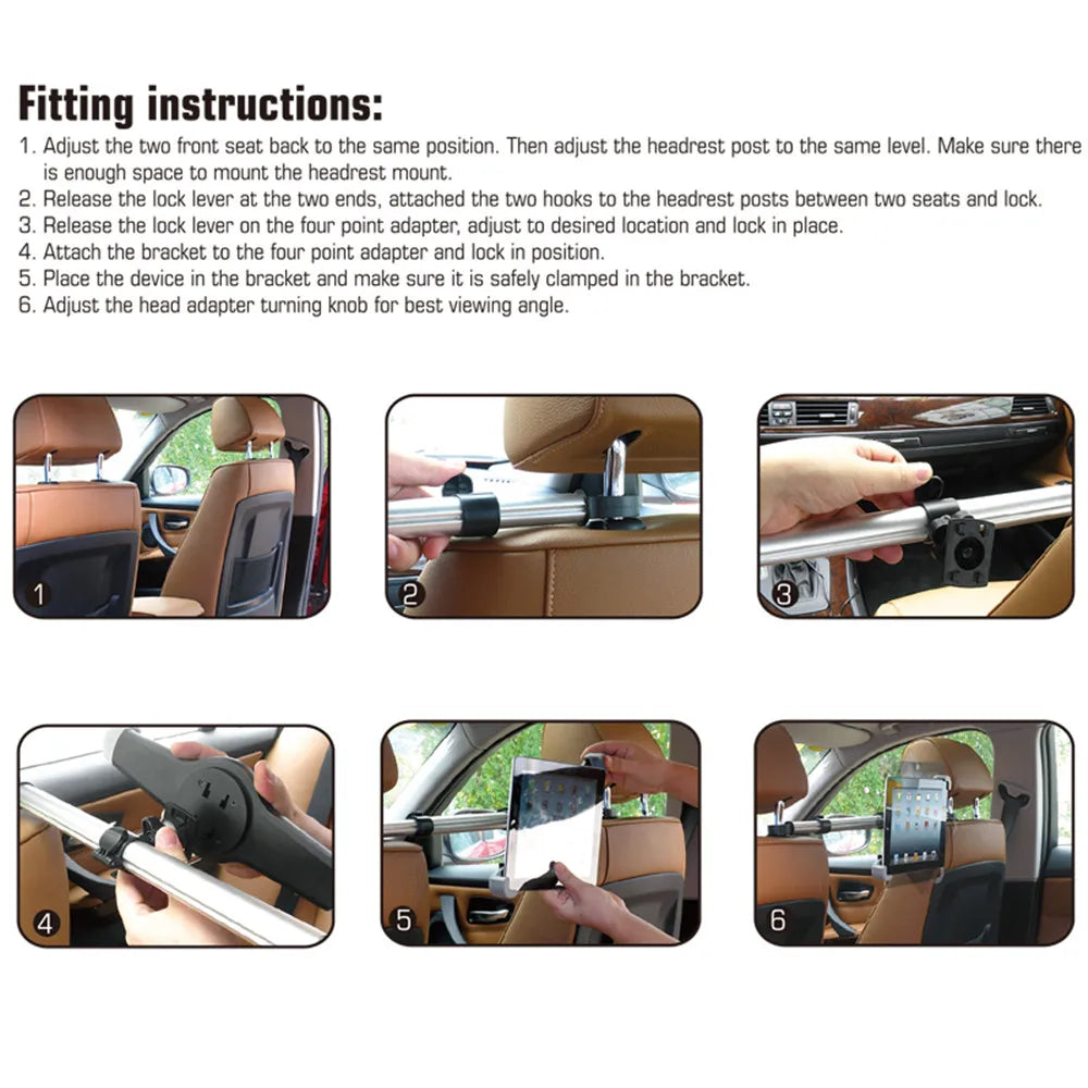 Adjustable Car Tablet Headrest Holder: Mount Stand for 7-13" Tablets - Road Trip Essential for Kids