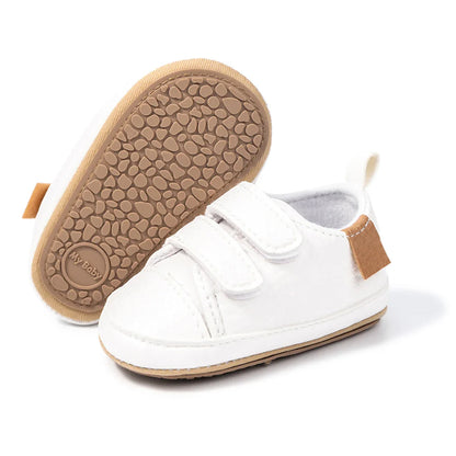 Classic Baby Casual Sneakers – Vintage PU Leather, Soft Rubber Sole, Slip-Resistant Infant Shoes in 4 Colors