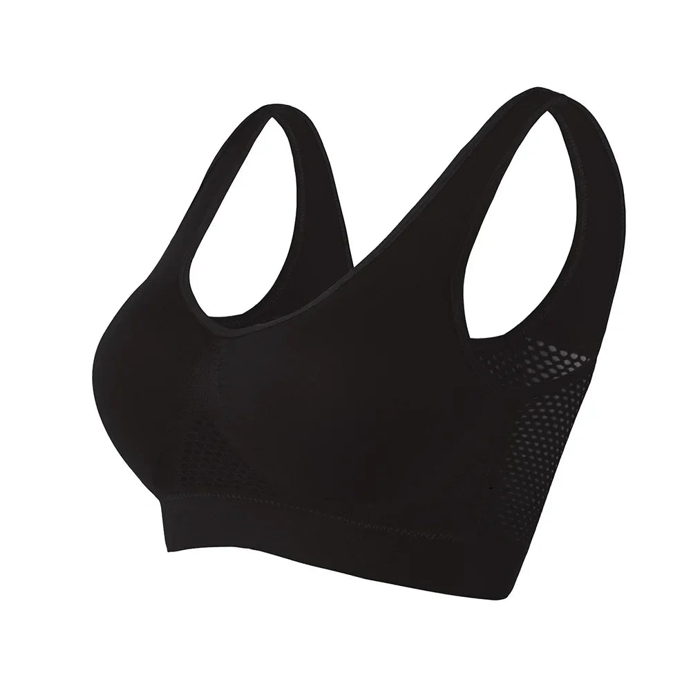 Women’s Hollow Out Sports Bra – Padded Seamless Yoga & Gym Top, M-6XL Athletic Vest
