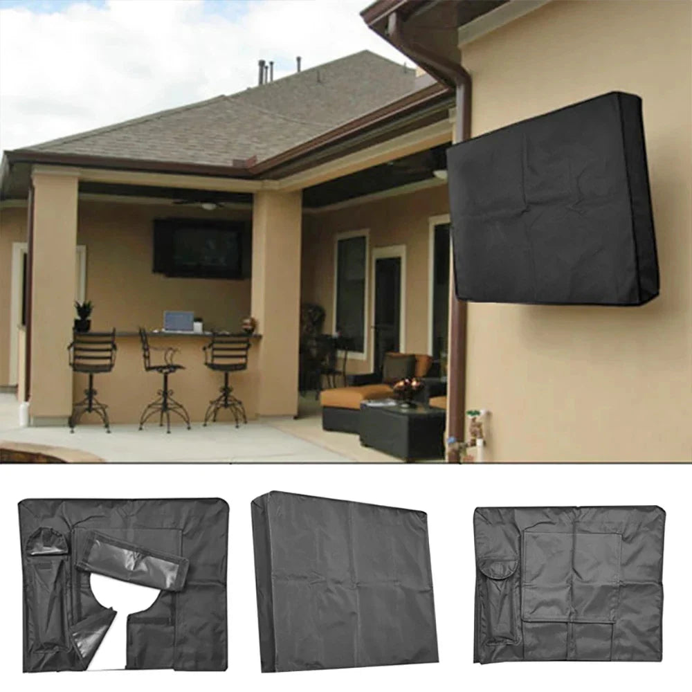 Weatherproof Dustproof Outdoor TV Cover – Beige Protective Screen Shield for 32”–65” TVs (Garden & Patio Use)