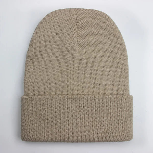 Solid Unisex Beanie – Soft Warm Wool Blend Knitted Cap for Men and Women, Autumn Winter Skullcap, Ski Hat, 24 Colors