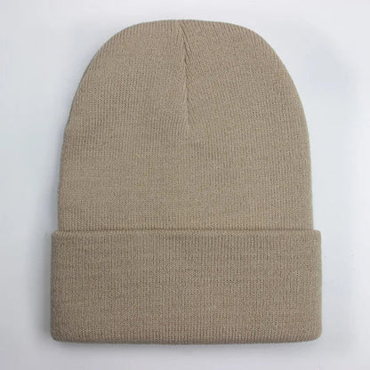 Solid Unisex Beanie – Soft Warm Wool Blend Knitted Cap for Men and Women, Autumn Winter Skullcap, Ski Hat, 24 Colors