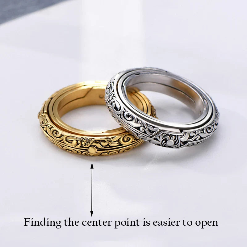 Astronomy Ball Rings: Openable Rotate Sphere Cosmic Planet Letter Ring - Fashion Jewelry for Men & Women, Sizes 7-12