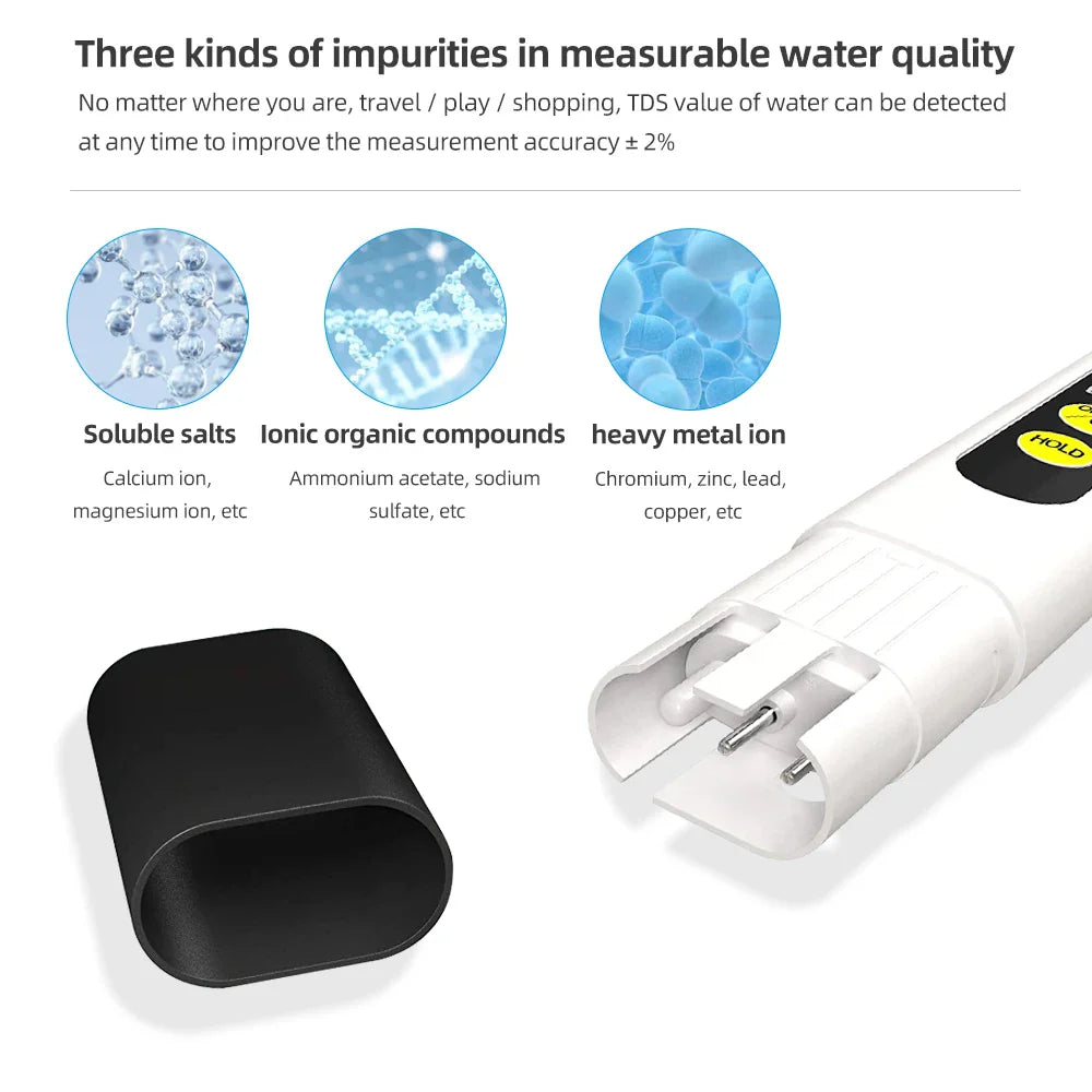 TDS & PH Meter - 0-9990ppm Digital Water Tester, 0.01 PH High Precision Pen for Aquariums & Filters, LCD PPM Monitor