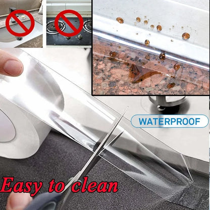 Home Kitchen Sink Gap Seal Tape – Strong Self-Adhesive Waterproof Transparent Tape for Bathroom & Water Seal Tool