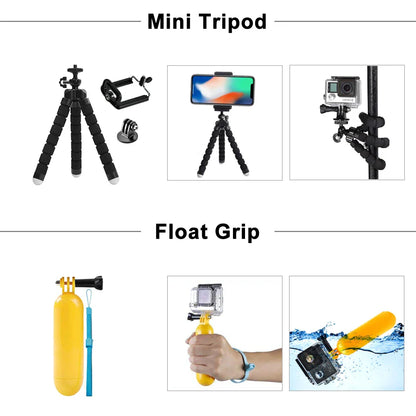 ORBMART GoPro Accessories Set Compatible with Hero 4–13 Black, Mounts for DJI, Insta360, SJCam Action Cameras