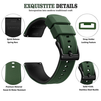 Premium Silicone Watch Band – Quick Release Rubber Strap, 18mm 20mm 22mm Replacement Watchband