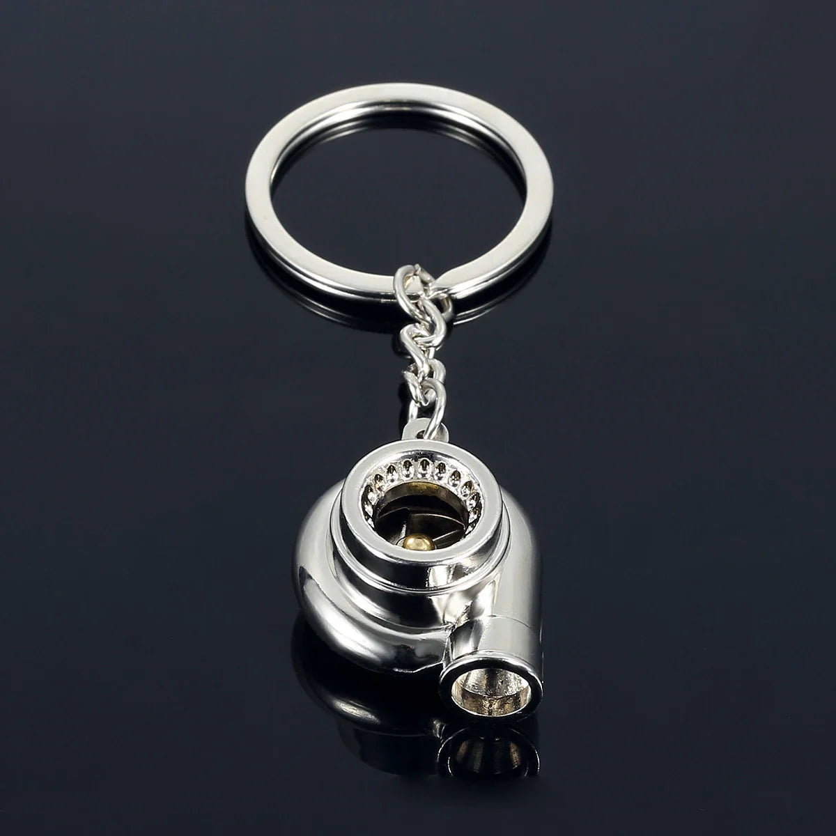 Mini Turbocharger Keychain - Spinning Turbine Keyring for Car Interior Accessories & Key Fob