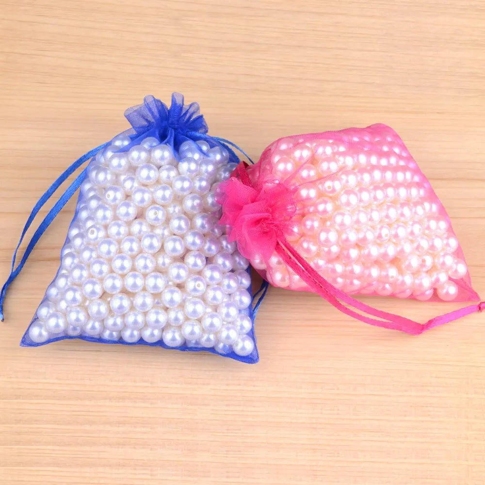 100pcs Organza Gift Bags – 7×9, 9×12, 10×15, 13×18cm Wedding & Jewelry Pouches