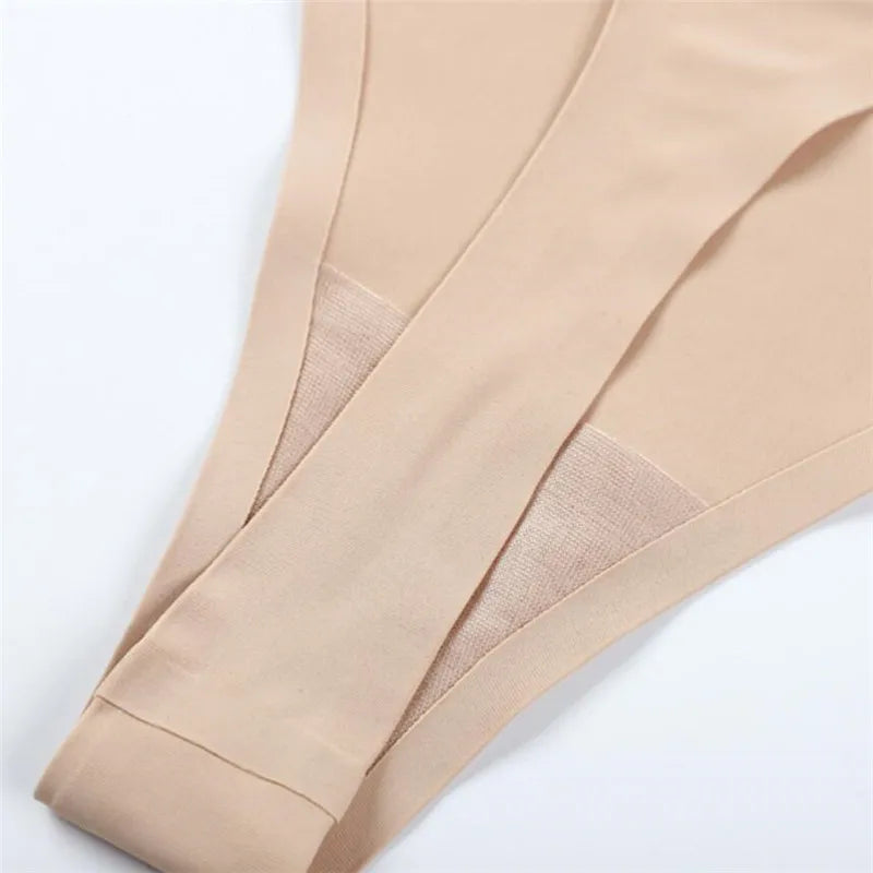 3PCS Ice Silk Seamless Thong Set for Women – Solid Low Rise Sexy G-String Sports Underwear, S-XL Sizes