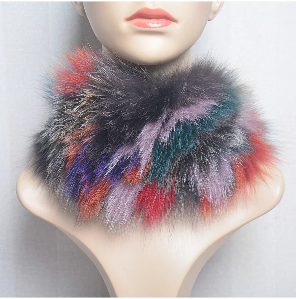 2025 Real Fox Fur Scarf and Headband – Luxury Winter Neck Warmer for Women, 100% Natural Fur, Elastic Ring Muffler