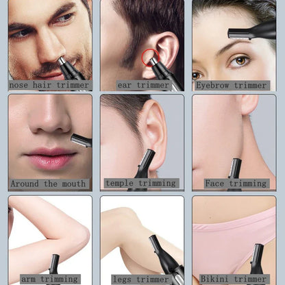 Original All-in-1 Rechargeable Nose Ear Hair Trimmer: Men's Grooming Kit - Electric Eyebrow and Beard Trimmer, Nose and Ears Trimmer