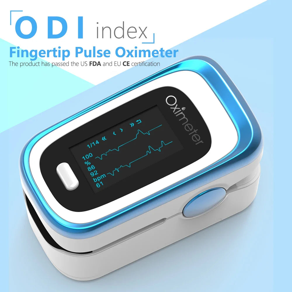 KIUZOU Finger Pulse Oximeter – SPO2, PR, PI, RR Blood Oxygen Saturation and Heart Rate Monitor with OLED Display
