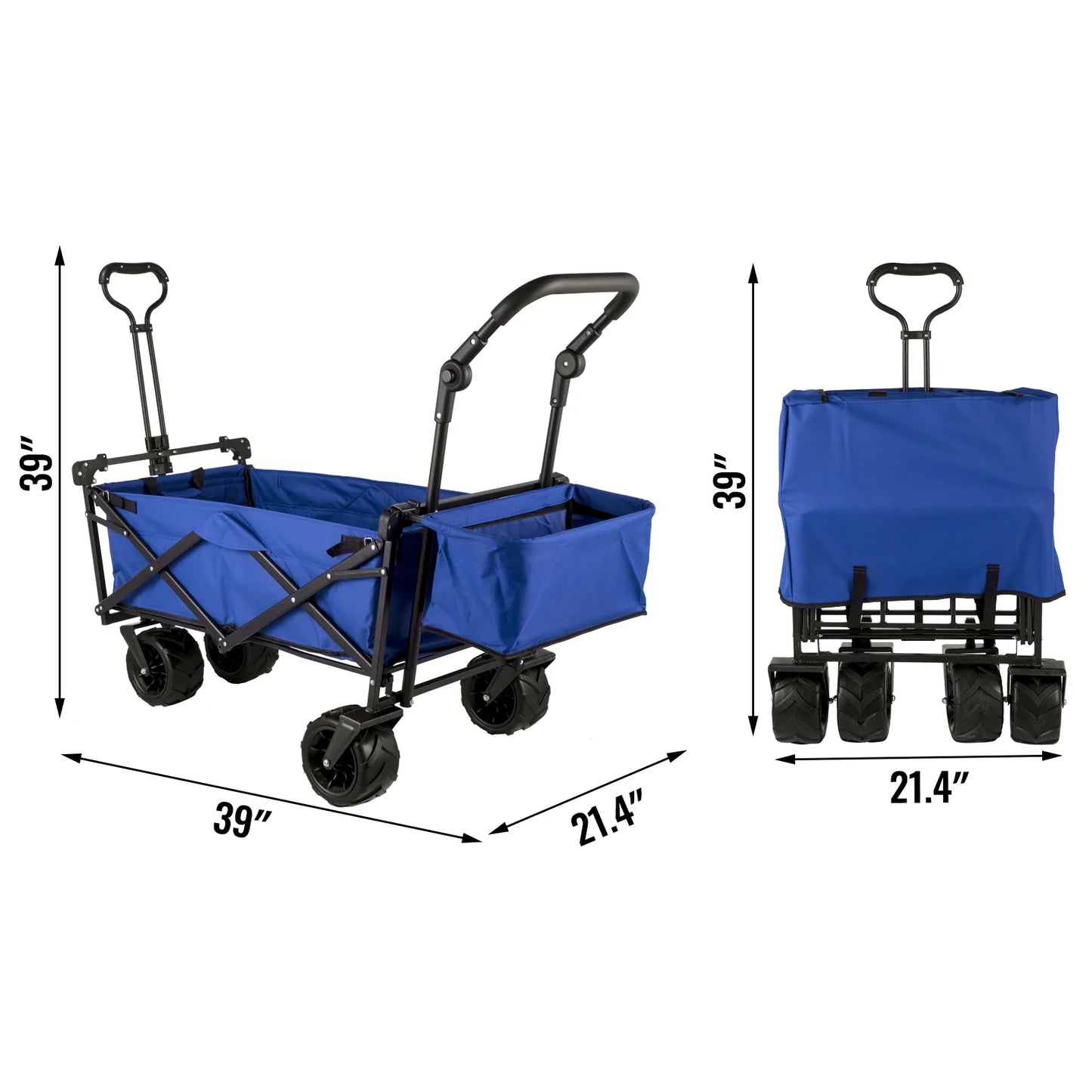 VEVOR Folding Wagon Cart with Adjustable Handle & Removable Canopy – Collapsible Oxford Cloth Utility Cart for Camping, Beach & Outdoor Use