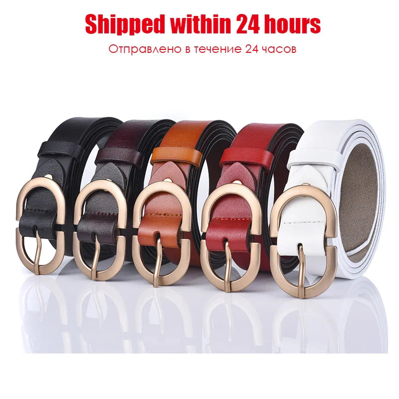 VATLTY Women's Leather Belt – Authentic Cowhide with Golden Alloy Buckle, Jeans & Trousers Belt (ZK105)