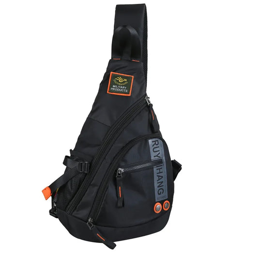Men's Military Crossbody Shoulder Bag - Waterproof Nylon Messenger Bag for Travel, School Trips in Black/Green