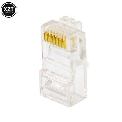 50/100 PCS RJ45 Modular Plugs — 8P8C Cat5 LAN Network Connectors | Professional High-Quality Ethernet Plugs