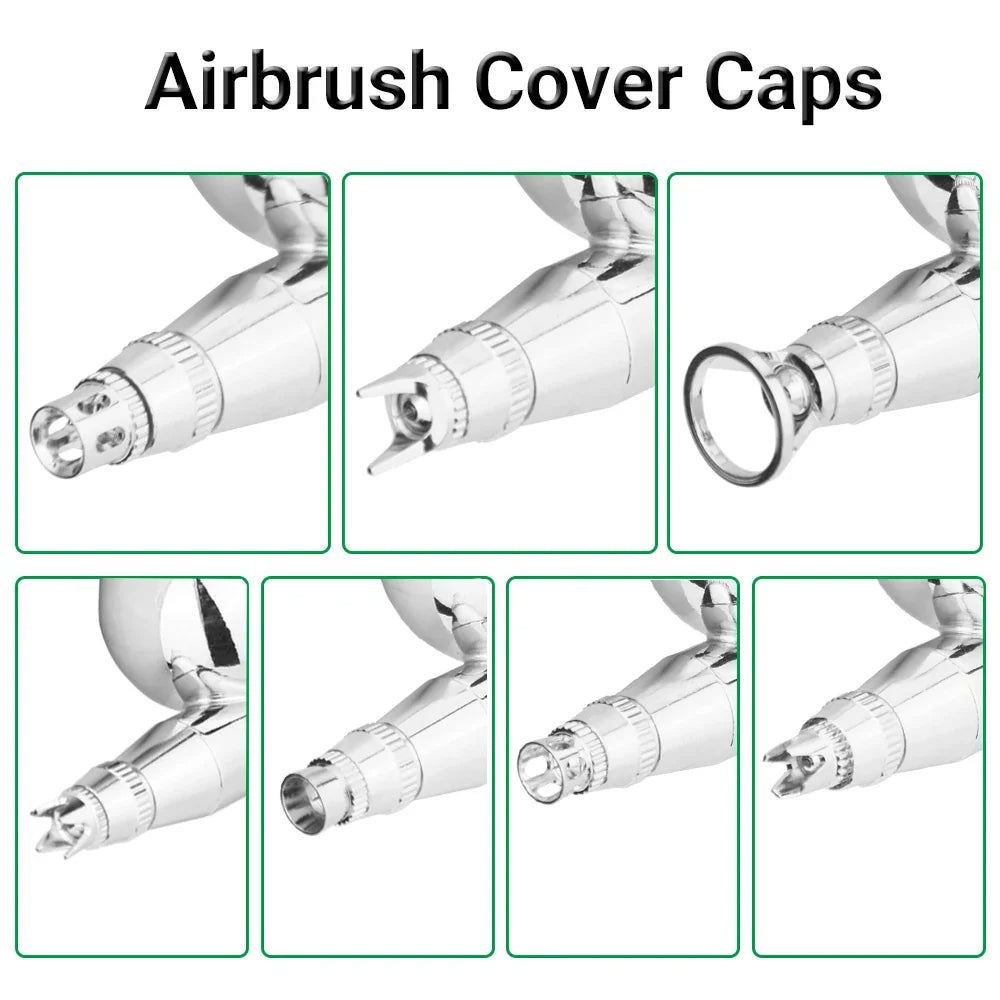 Airbrush Cover Caps – Crown, Tomahawk, Hollow Condensing & Spatter Fan Caps Accessory