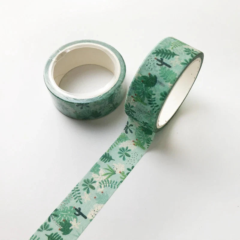 Green Plant Floral Washi Tape – DIY Decorative Adhesive for Scrapbooking, School, & Handmade Crafts