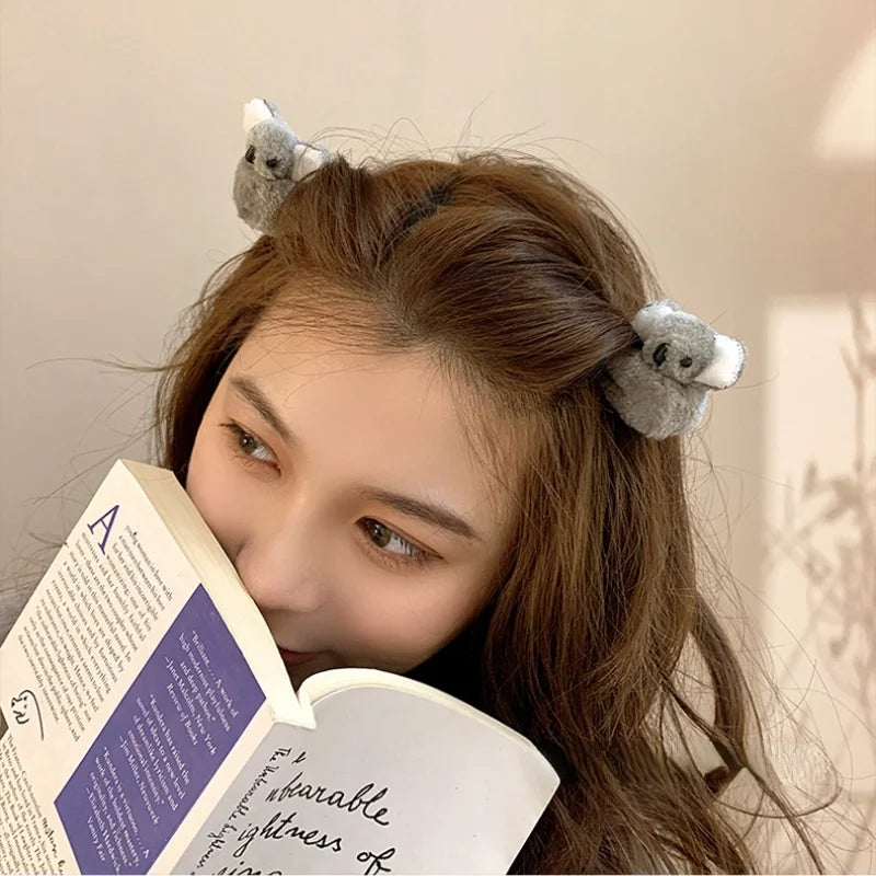 2021 Women’s Cute Koala Bear Hair Clips – Plush Side Bangs Barrettes, Soft Hairpins for Girls and Ladies Hair Accessories