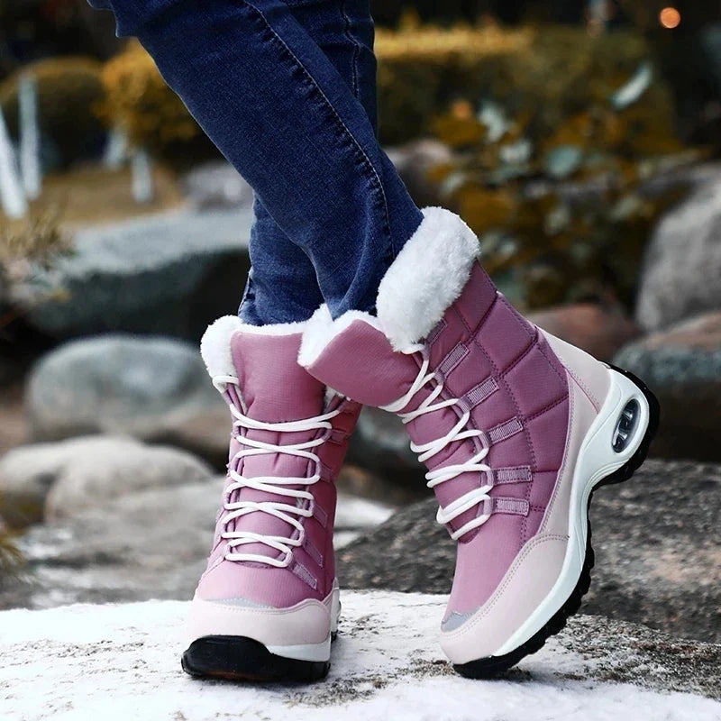 Women’s Waterproof Winter Snow Boots – Warm Plush Fur, Non-Slip Outdoor Platform Ankle Boots