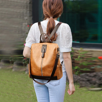 Fashion Anti-Theft Women's Backpack - High-Quality PU Leather, Large Capacity, Travel Shoulder Handbag