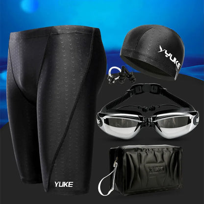 Men’s Swimming Shorts & Gear - Waterproof Competition Swim Equipment, Goggles with Ear Plugs & Cap, Trunks Briefs Swimwear 2022