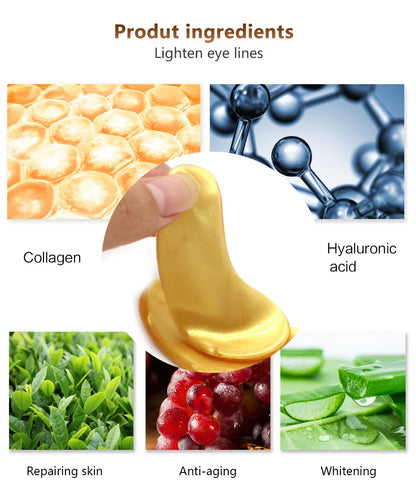 InniCare Crystal Collagen Gold Eye Masks – 50/60/80/100 Pcs Anti-Dark Circle Beauty Patches for Eye Skin Care, Korean Cosmetics