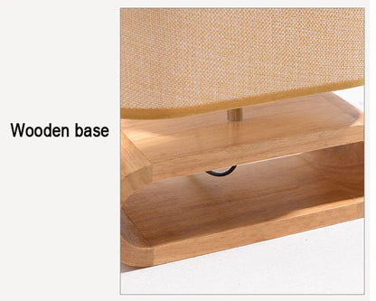 Nordic Wood Base Table Lamp with Cloth Lampshade - E27 Bedside, Desk & Reading Light for Living Room & Bedroom