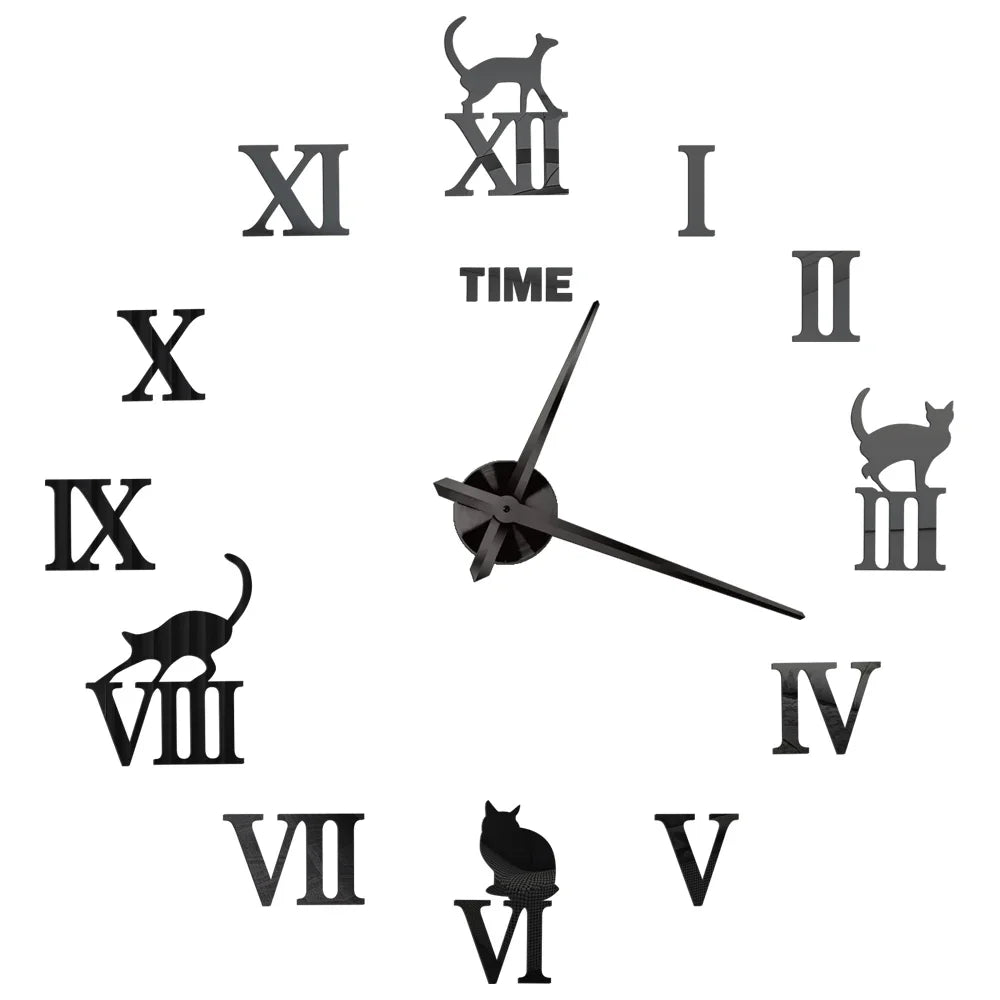 3D DIY Wall Clock - Modern Acrylic Mirror Sticker Quartz Clock For Living Room Decor With Silent Movement